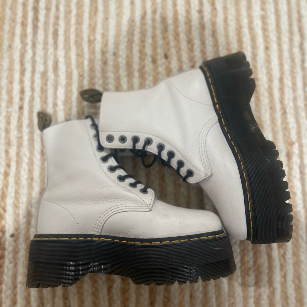 Dr. Martens White Lace Up Platform Boots